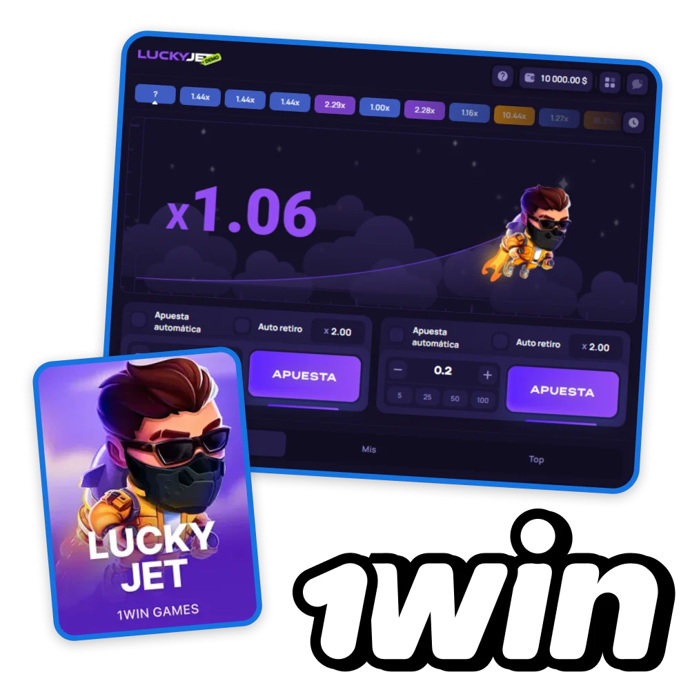 Disfruta del moderno juego Lucky Jet en la plataforma oficial de juegos de 1win.